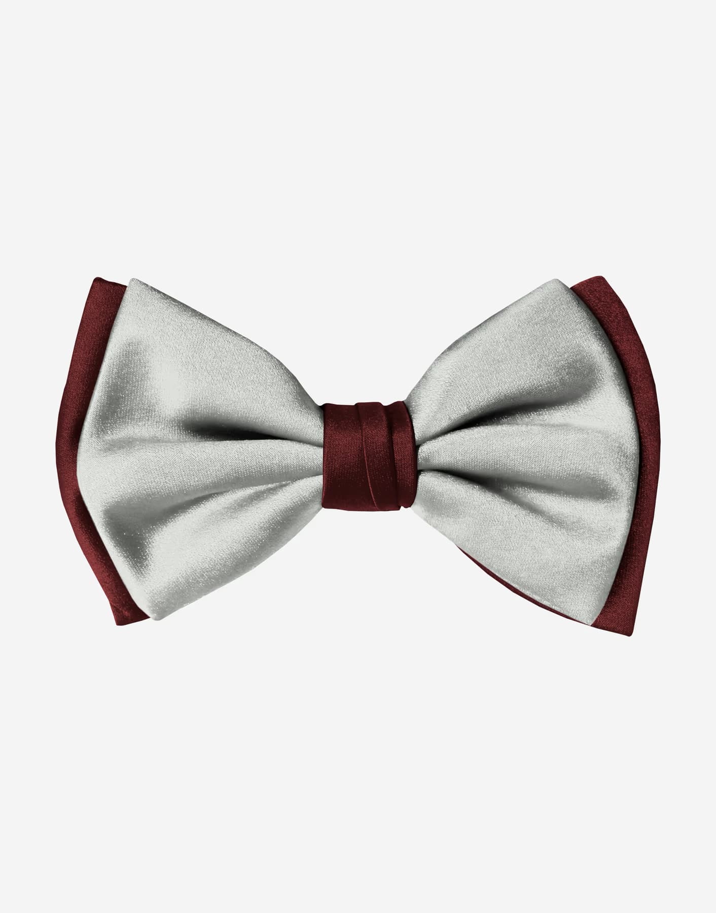Papillon farfalla classico in raso di seta bicolore — Bordeaux e Grigio