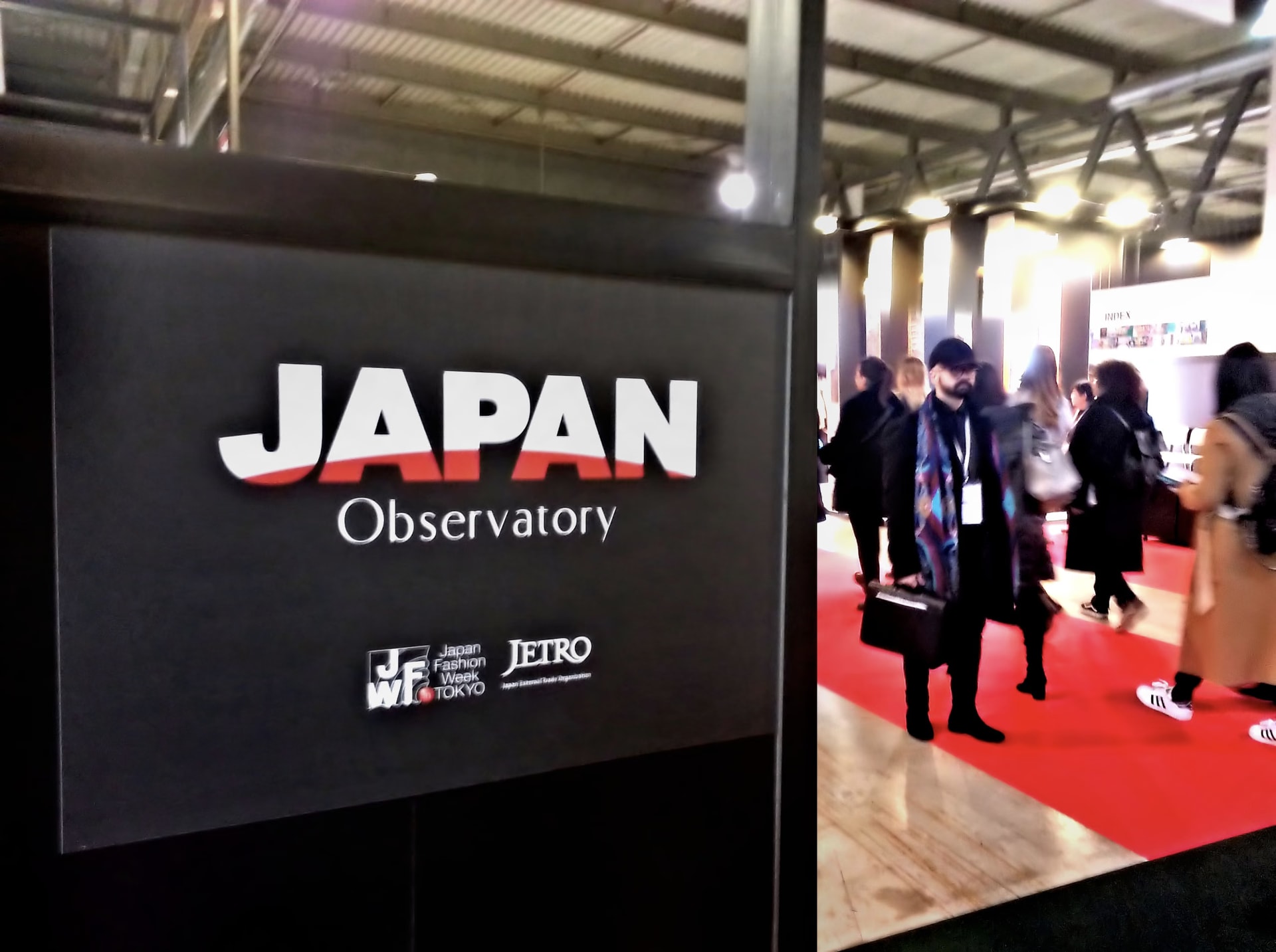 L’enseigne du Japan Observatory à Milano Unica 2019, à côté de l’allée au tapis rouge