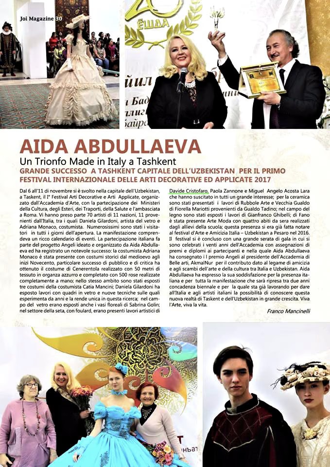 The Joi Magazine page with Franco Mancinelli’s article on the Tashkent festival