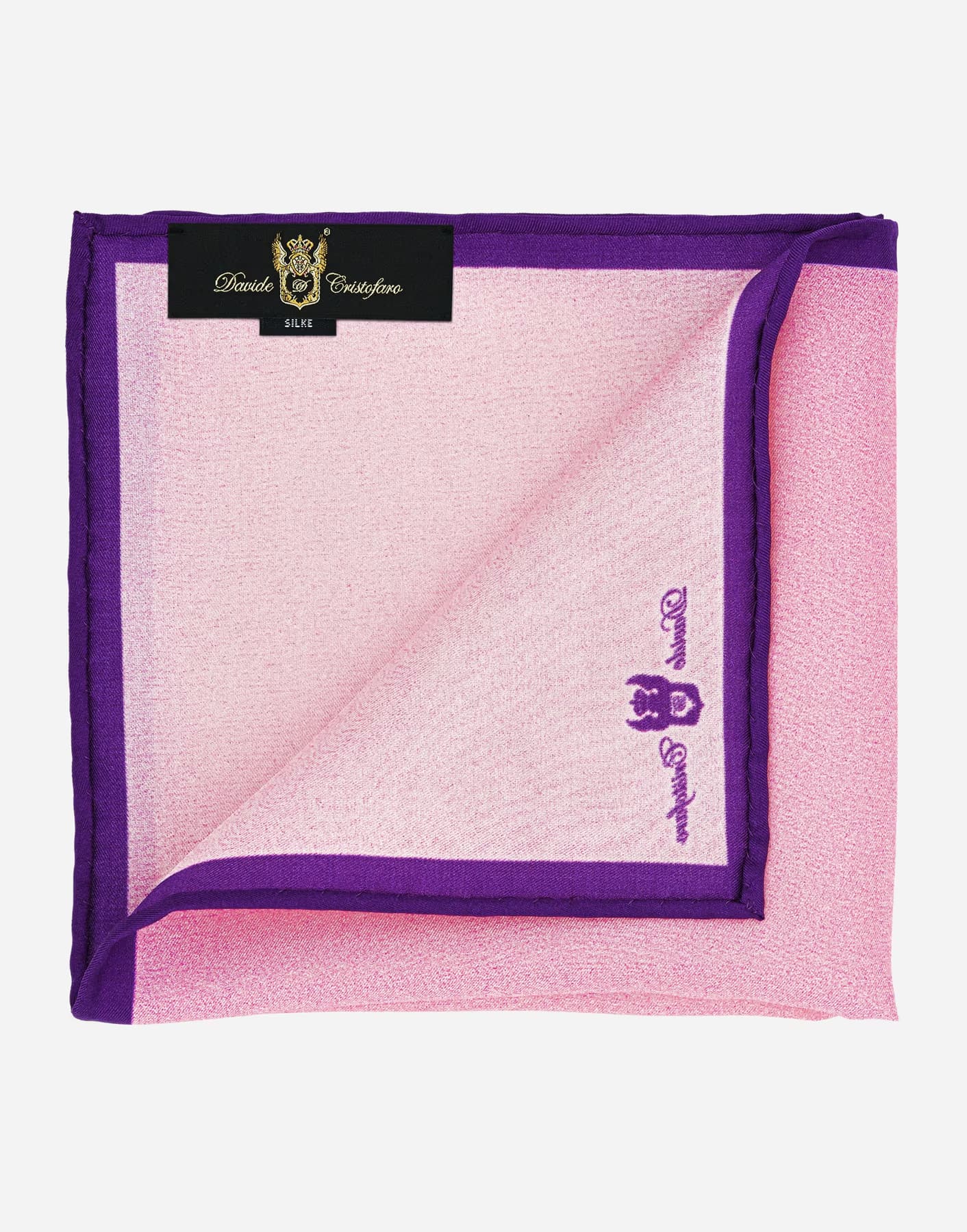 Pochette in Seta con Bordi a Contrasto