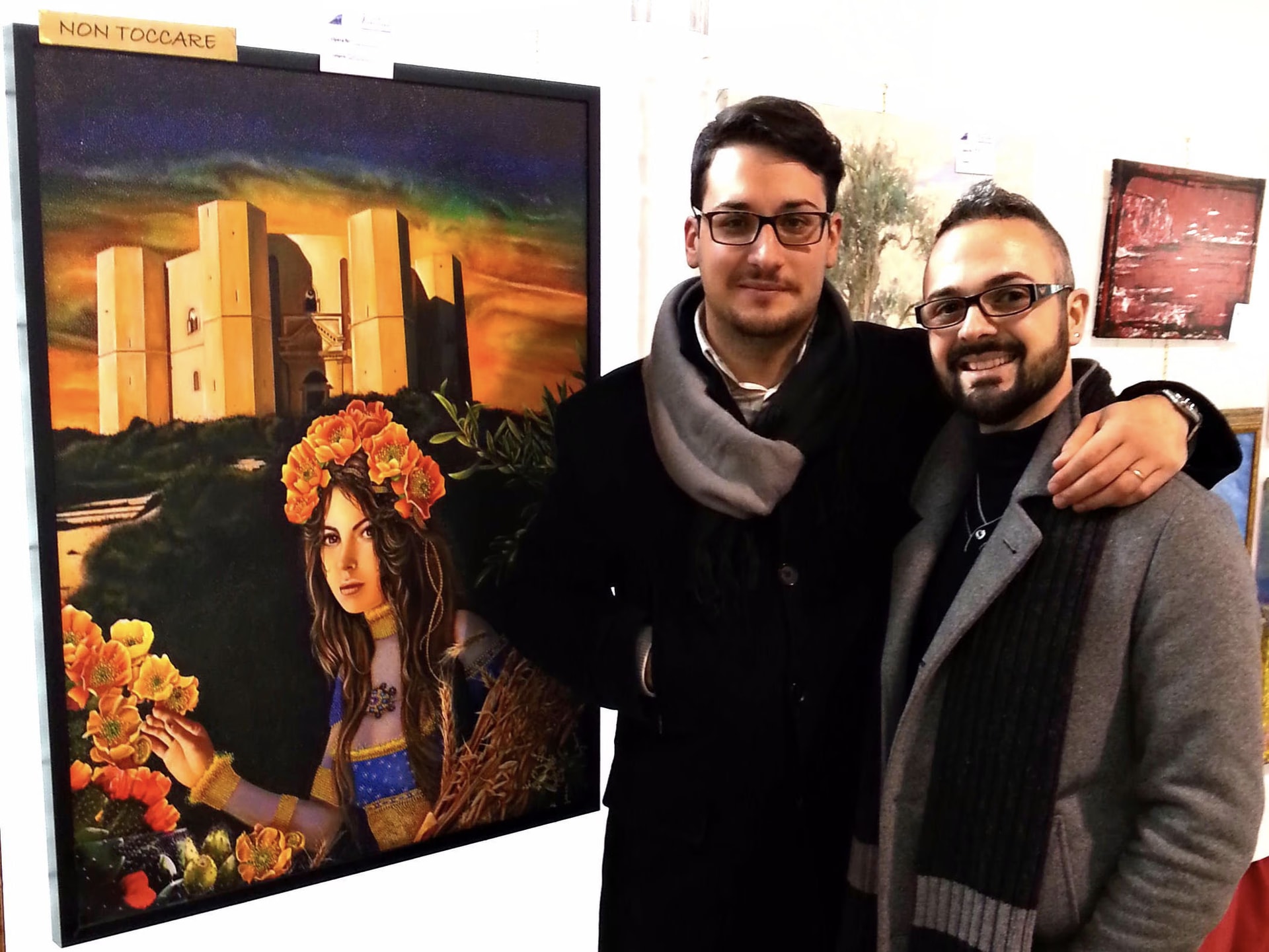 Antonio und Davide Cristofaro neben Castel del Monte und die Hofdame beim Festival dell’Immagine 2015