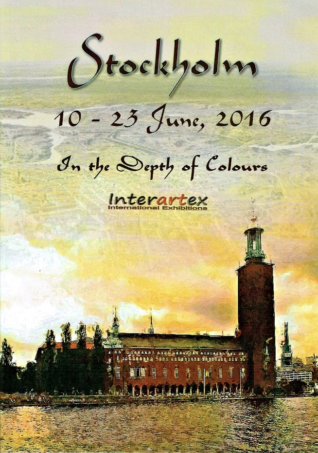 Das Titelblatt des Katalogs von „In the Depth of Colours“, Stockholm, 10.-23. Juni 2016, mit dem Rathaus am Wasser