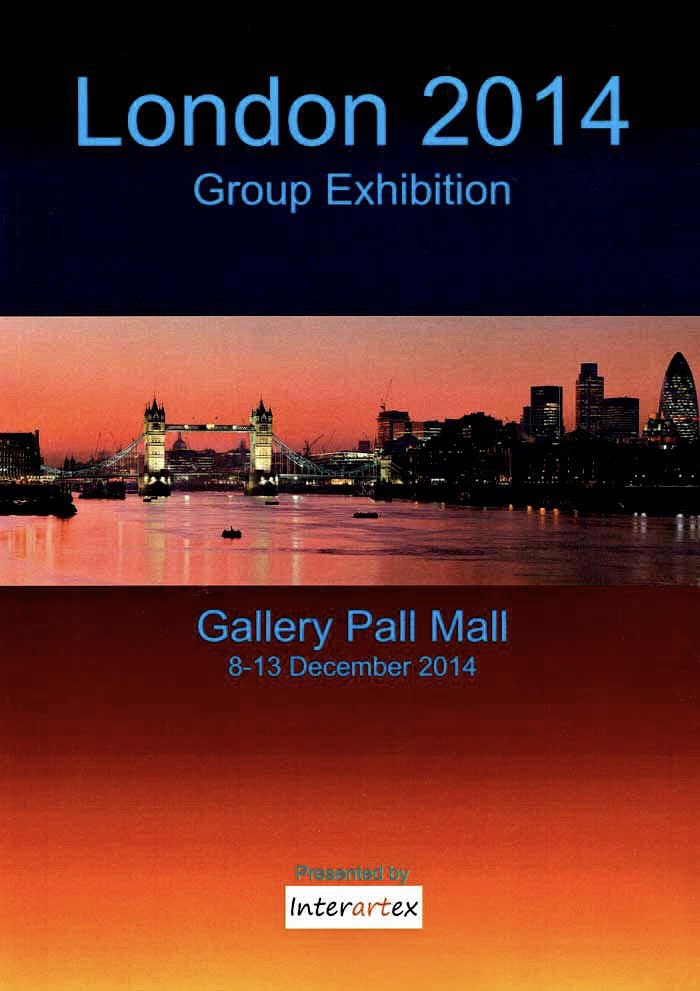 The invitation to the “London 2014” group exhibition at the Gallery Pall Mall, 8-13 December 2014, with Tower Bridge at sunset