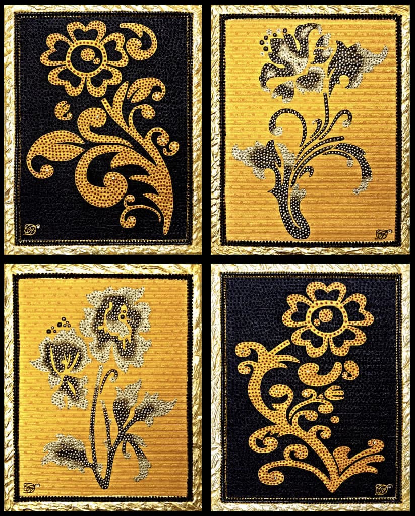 Tentazione D'Oriente - Quadrittico Nero e Oro