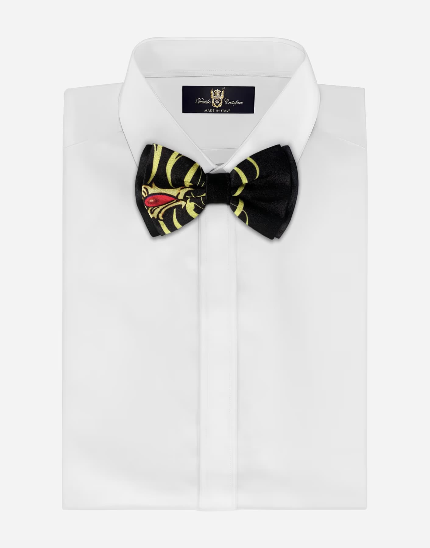 Papillon Classico in Seta Nero e Giallo "Rubino"