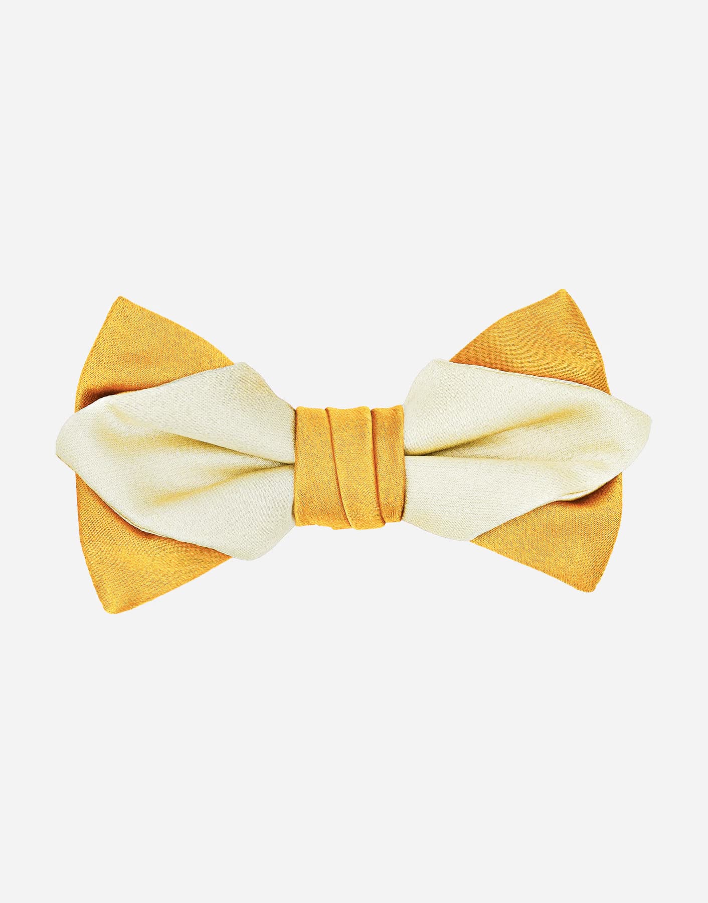 Papillon Punta di Diamante Annodato in Raso Oro Ambra e Beige
