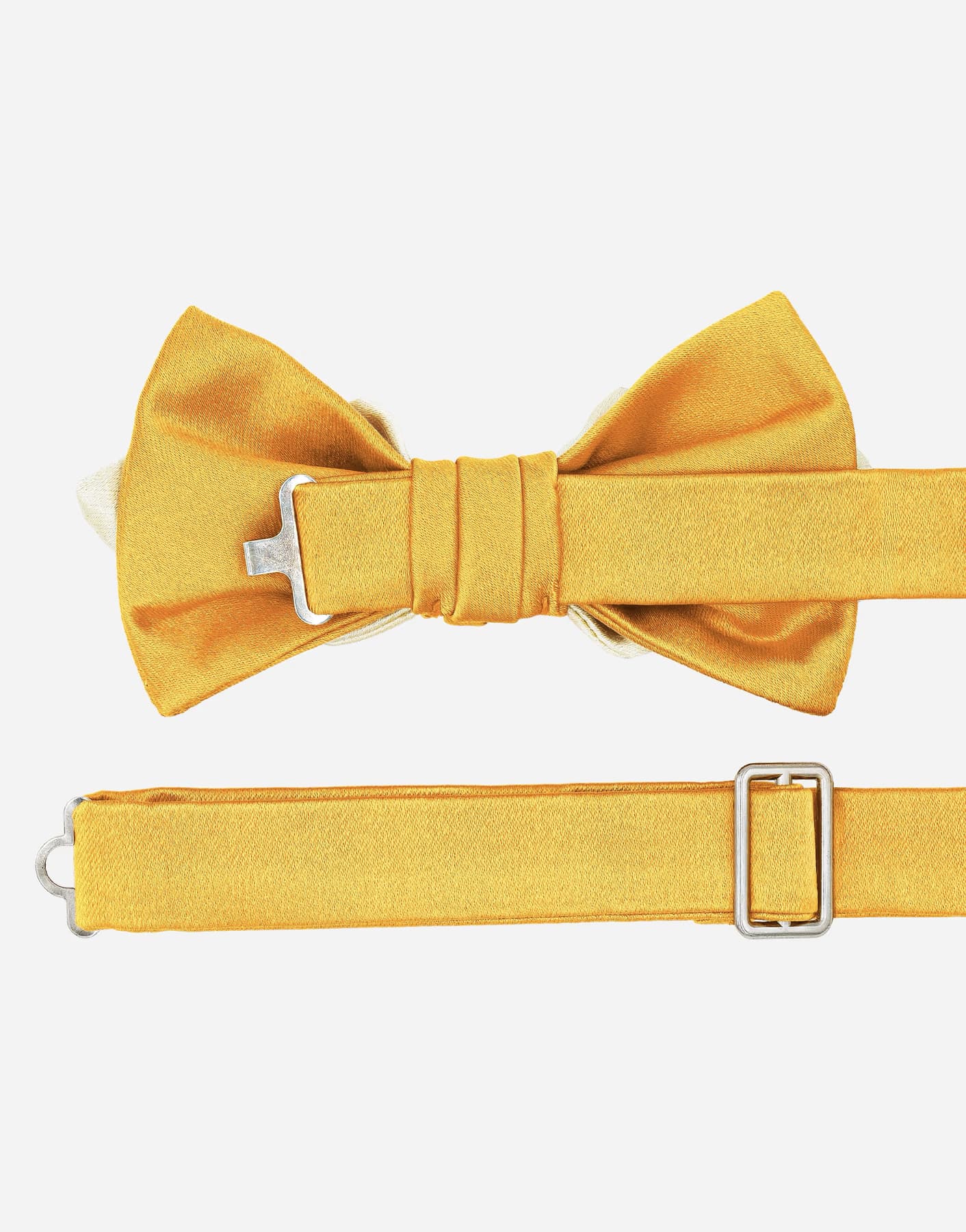 Papillon Punta di Diamante Annodato in Raso Oro Ambra e Beige