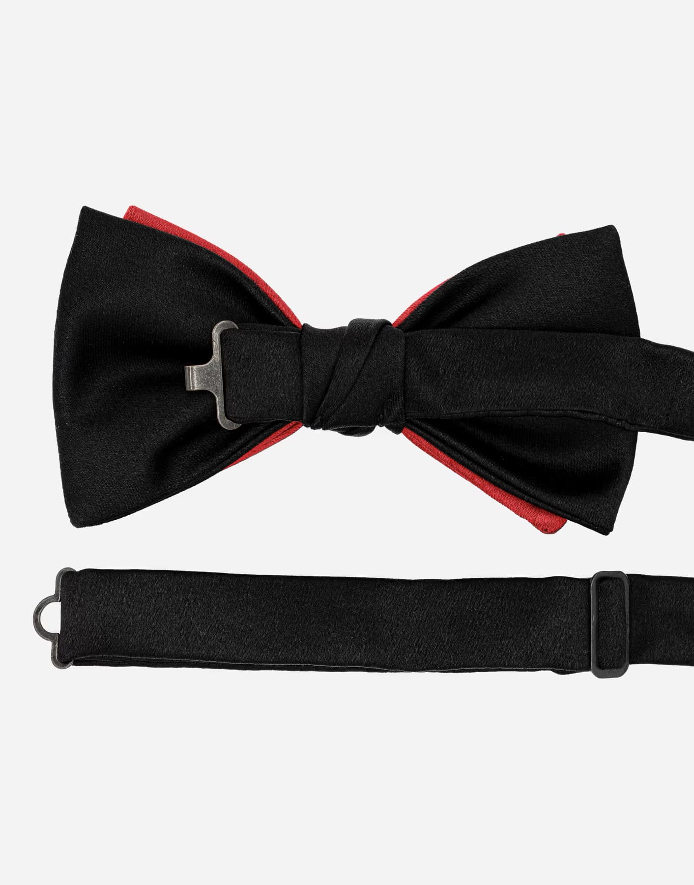 Papillon Raso di Seta Nero e Rosso