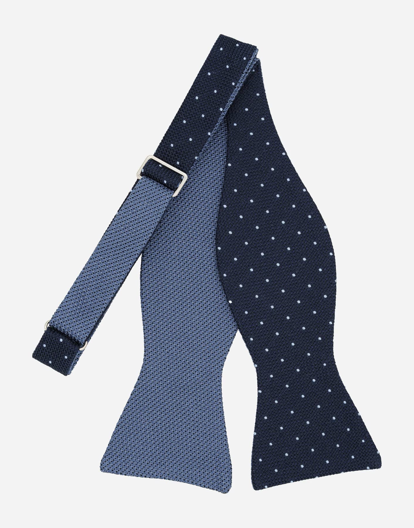 Papillon reversibile in seta grenadine jacquard a pois