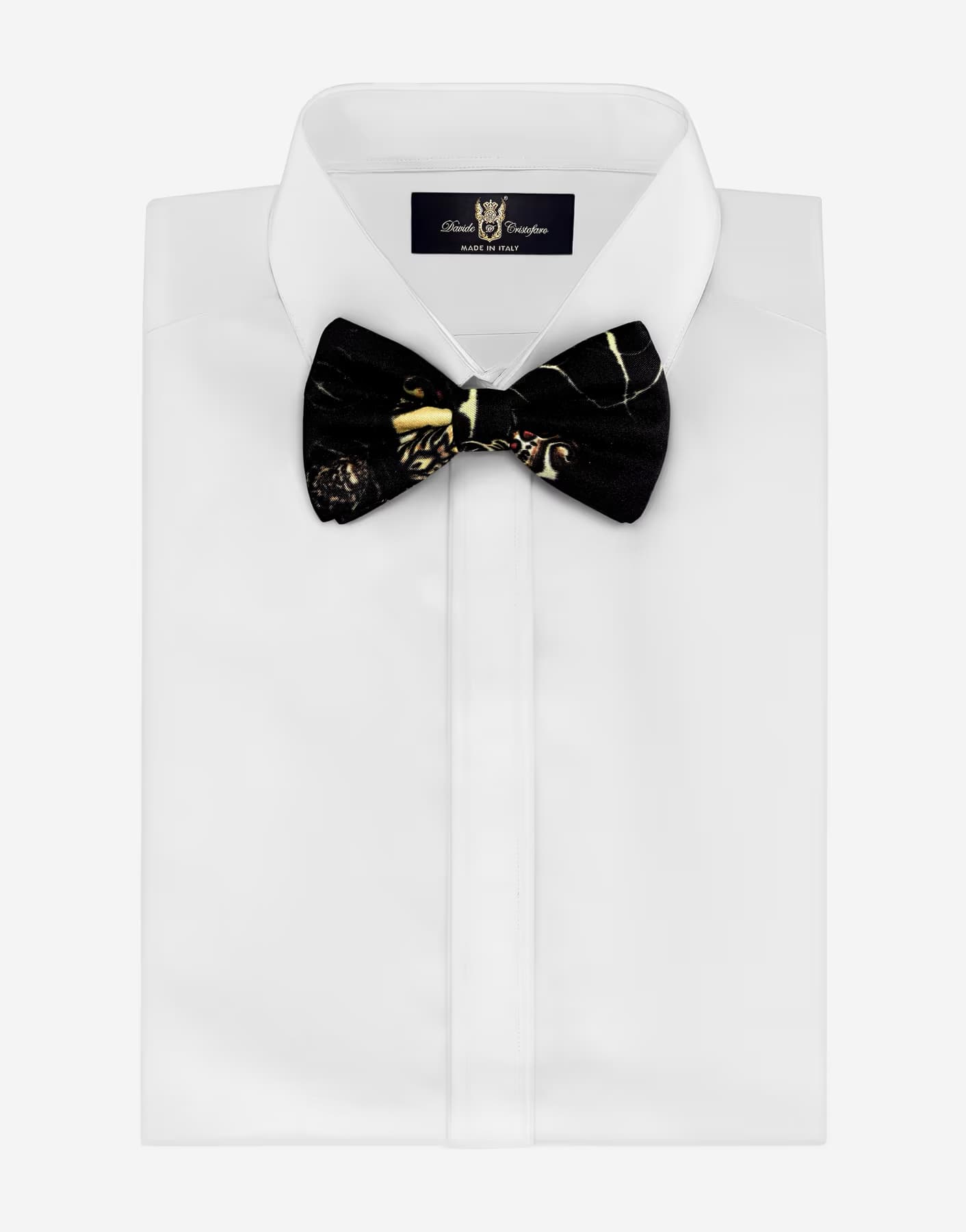 Papillon Seta Nero Oro Design Retrò