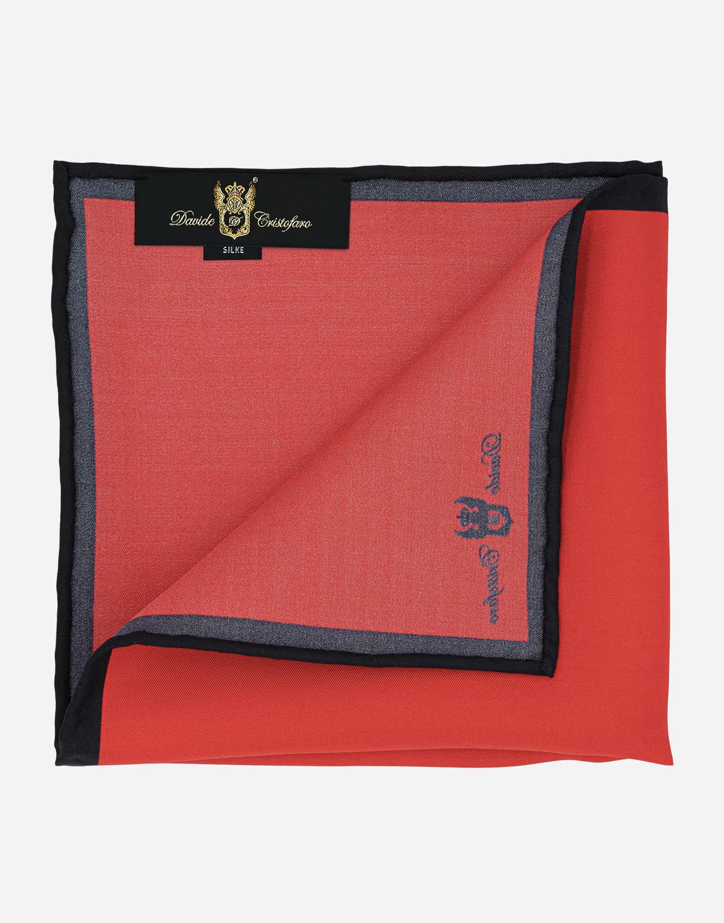 Pochette in Seta con Bordi a Contrasto